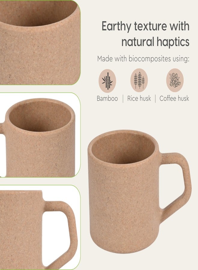 Eha Earth-Friendly Comfy Coffee Cup Set of 6 | 200 ml | Made with Rice Husk & Bamboo Fibers | Microwave Safe | for Hot & Cold Coffee Mug, Tea & Milk | Natural Matte Finish | Tortilla - Image 5